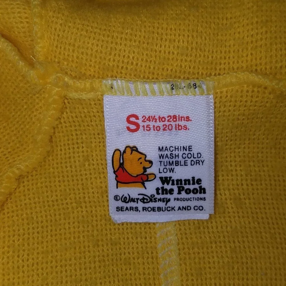VTG Disney Winnie Pooh Yellow Hooded Sleeper Sears Roebuck & Co Small 15-20 lbs